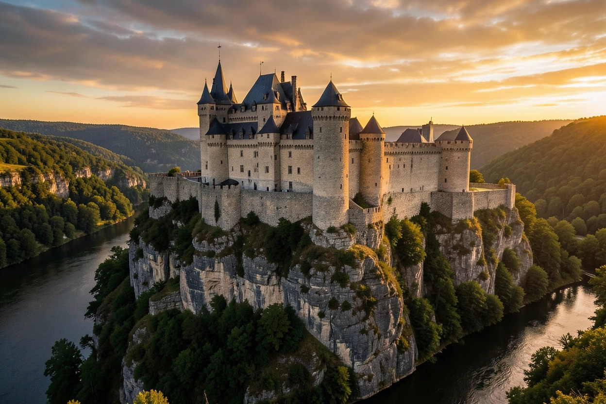 Château de Beynac perché sur une falaise au-dessus de la Dordogne