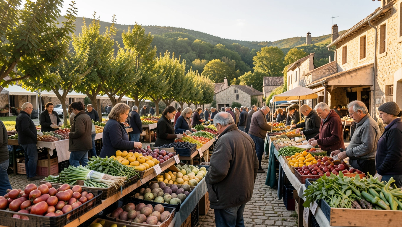 Marché de producteurs locaux en Dordogne